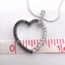 .925 Sterling Silver Black & White CZ Heart Necklace