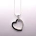 .925 Sterling Silver Black & White CZ Heart Necklace