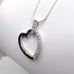 .925 Sterling Silver Black & White CZ Heart Necklace