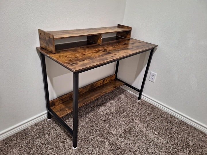 Computer Desk with Shelves, 43 Inch Gaming Writing Desk, Study PC Table