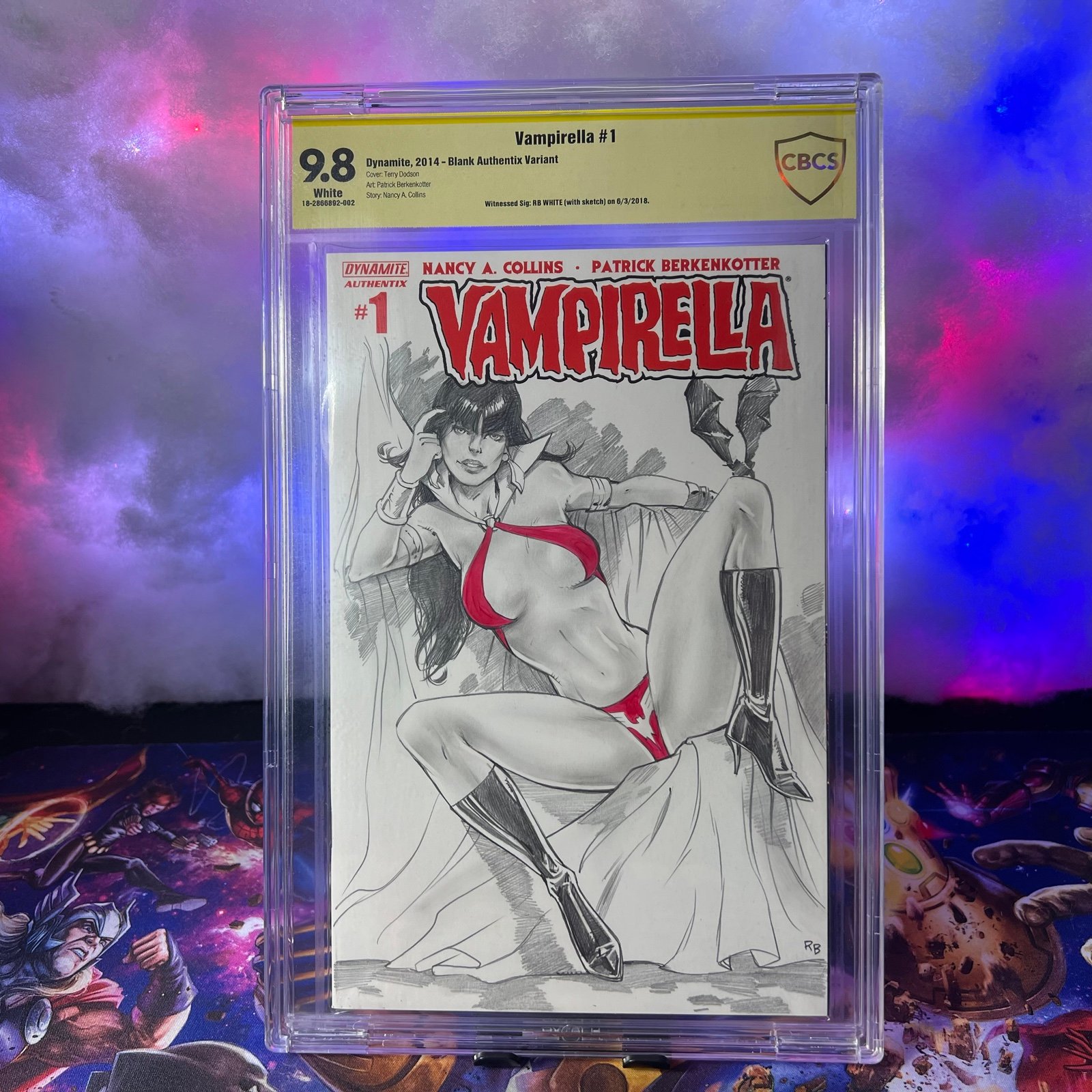 vampirella #1 blank authentix variant 2014 Cbcs 9.8 Signed / Sketched