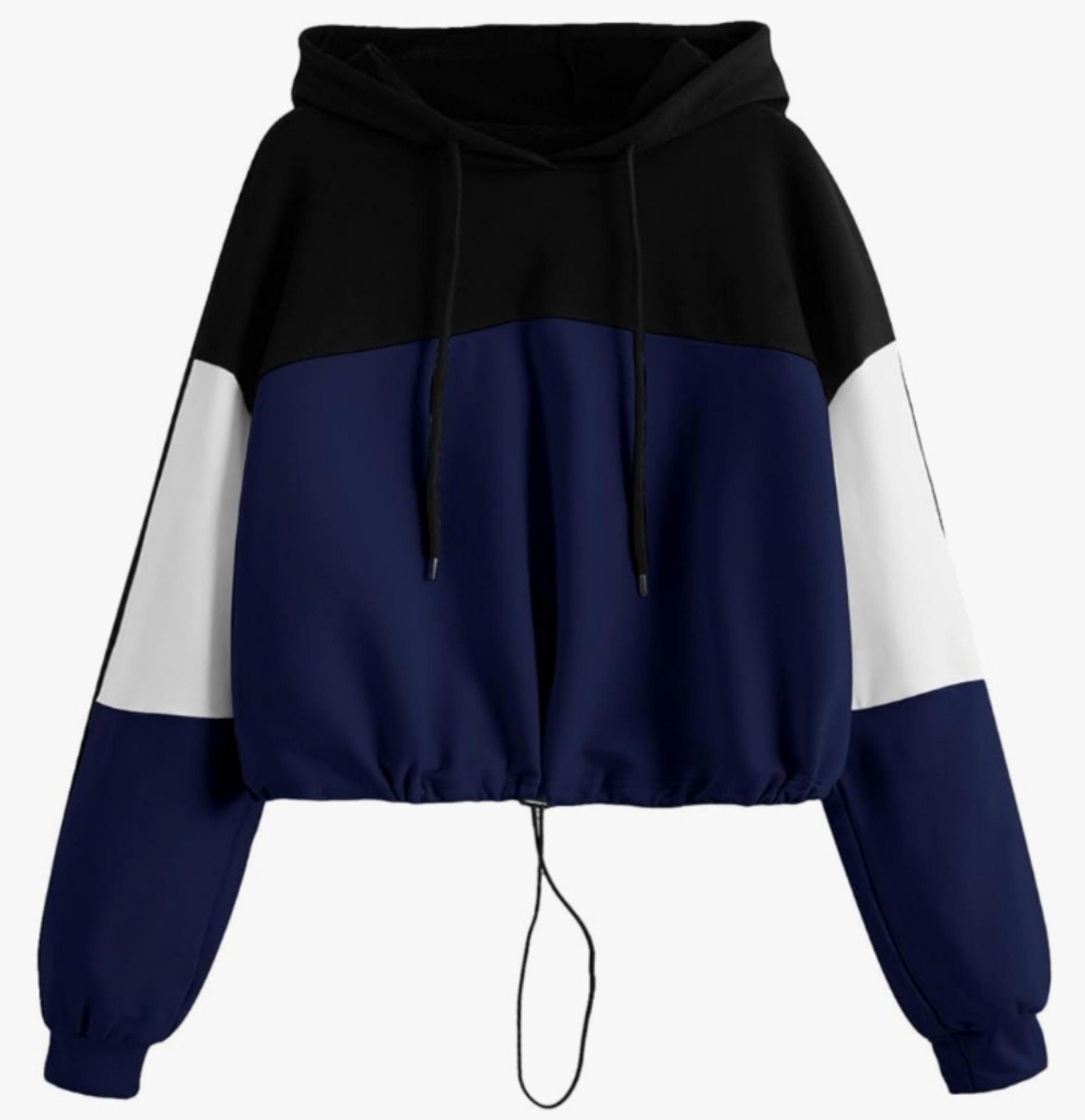 SweatyRocks Women's Casual Long Sleeve ColorBlock Pullover Sweatshirt Crop Top