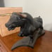 Hand-Carved Wooden Bull Sculpture by Jose Pinal