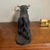 Hand-Carved Wooden Bull Sculpture by Jose Pinal
