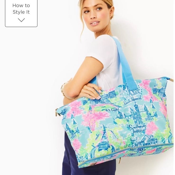 New Lilly Pulitzer Getaway Packable bag Tote Retail 74: Multi Lilly Loves Dc