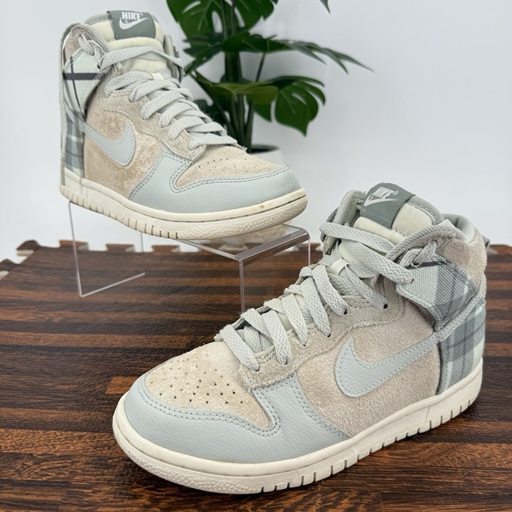 Nike Kid’s Dunk High GS Tartan Plaid White/Light Green Shoes Size 4.5Y