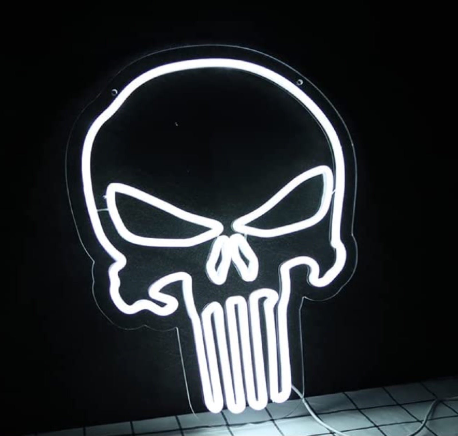Bright White Punisher Skull LED Night Light Room Wall Decoration