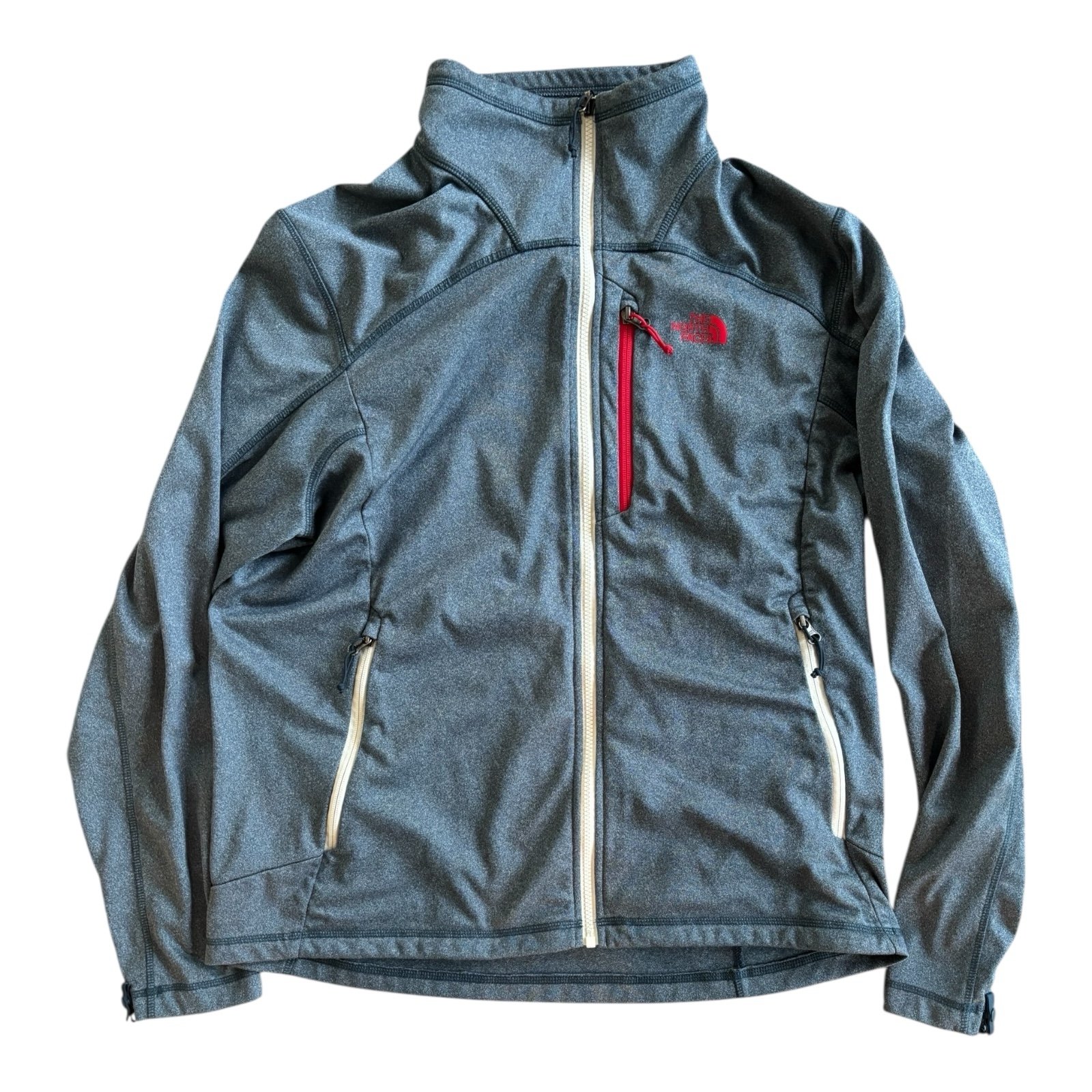 The North Face Men’s XL Softshell Jacket Gray Blue Full Zip Windbreaker