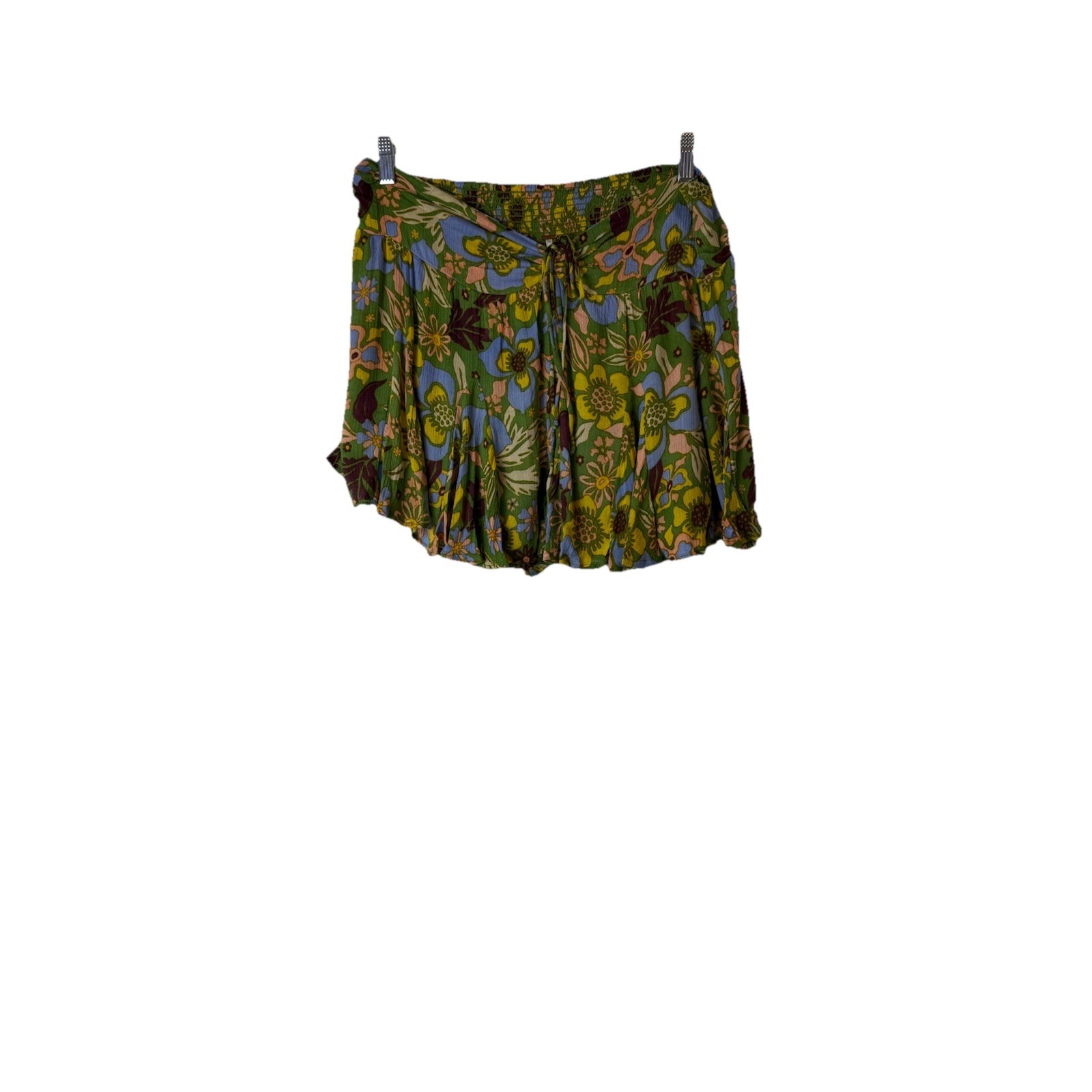 Free People Women's Ellie Mini Skort Size L Green Floral Boho Flowy NWT