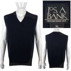 Jos A Bank Mens XL Blue 100% Cashmere V Neck Sweater Sleeveless Soft Navy EUC