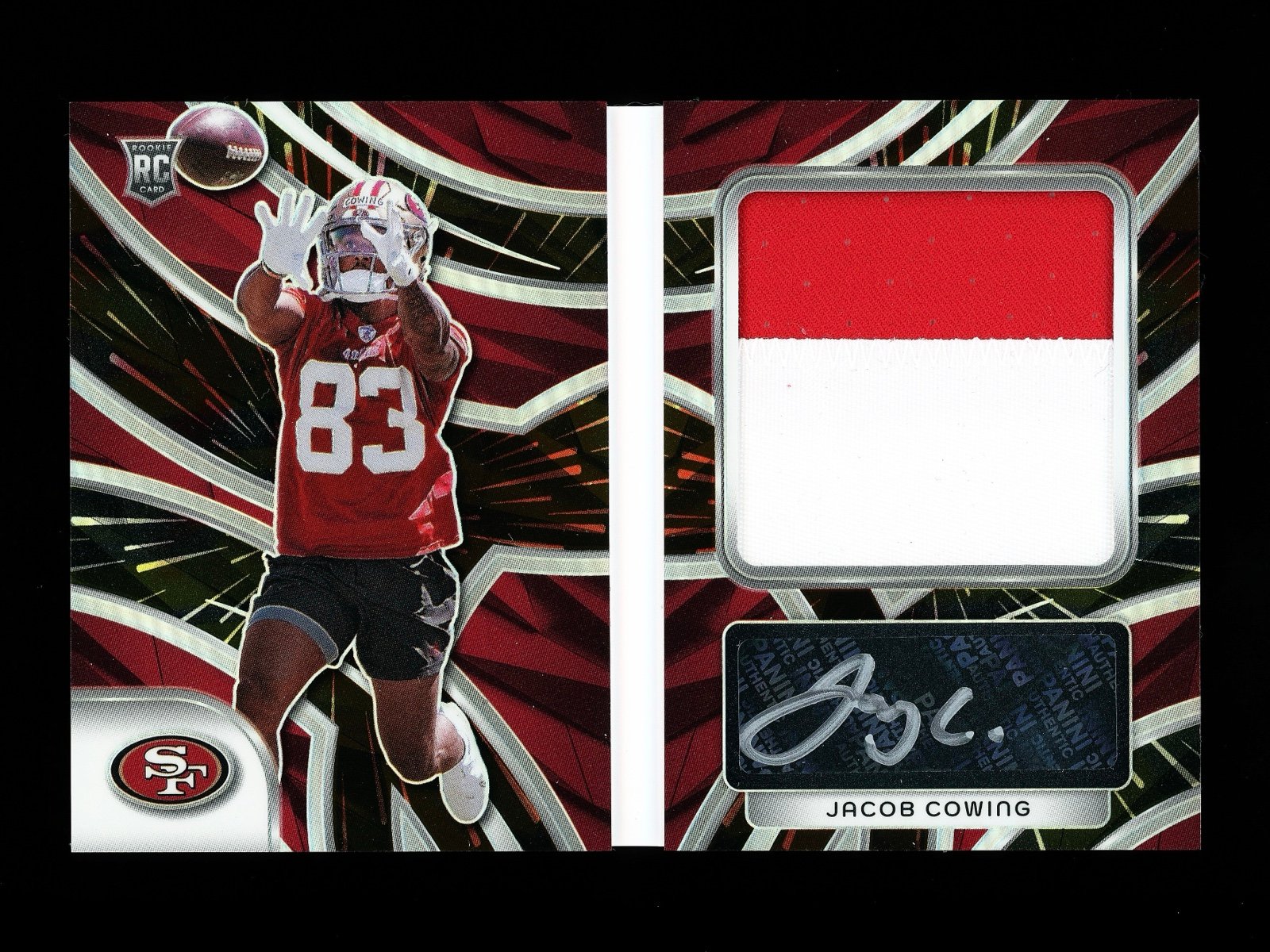 2024 Panini Spectra Jacob Cowing Rookie Patch Auto Booklet 49ers 20/40 #RGH-JCG