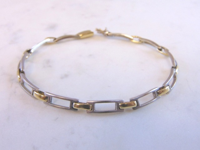 Vintage Estate 14K White & Yellow Gold Link Bracelet E3916