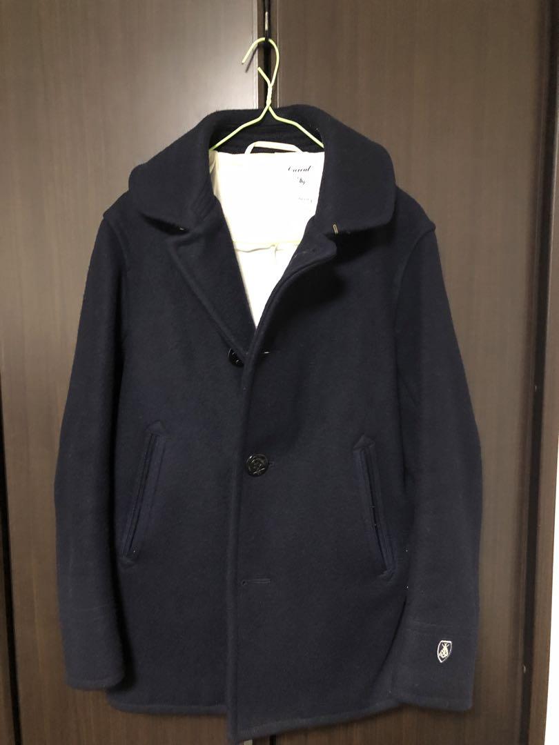 Orcival Navy Wool Peacoat with Detachable Hood.
