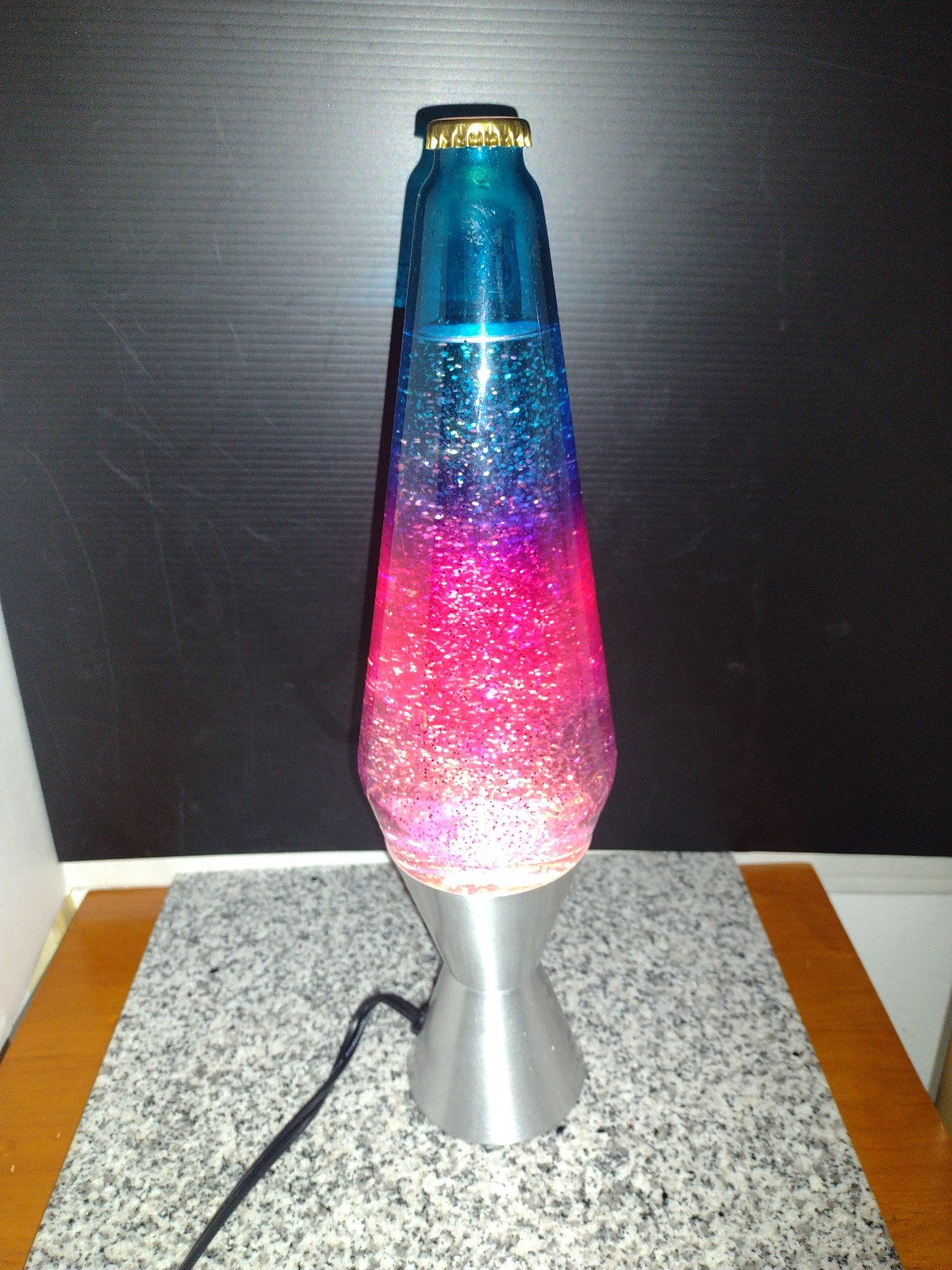 Northern Lites Glitter & Motion Lava Lamp. Blue & Purple. 14.5 Tall.