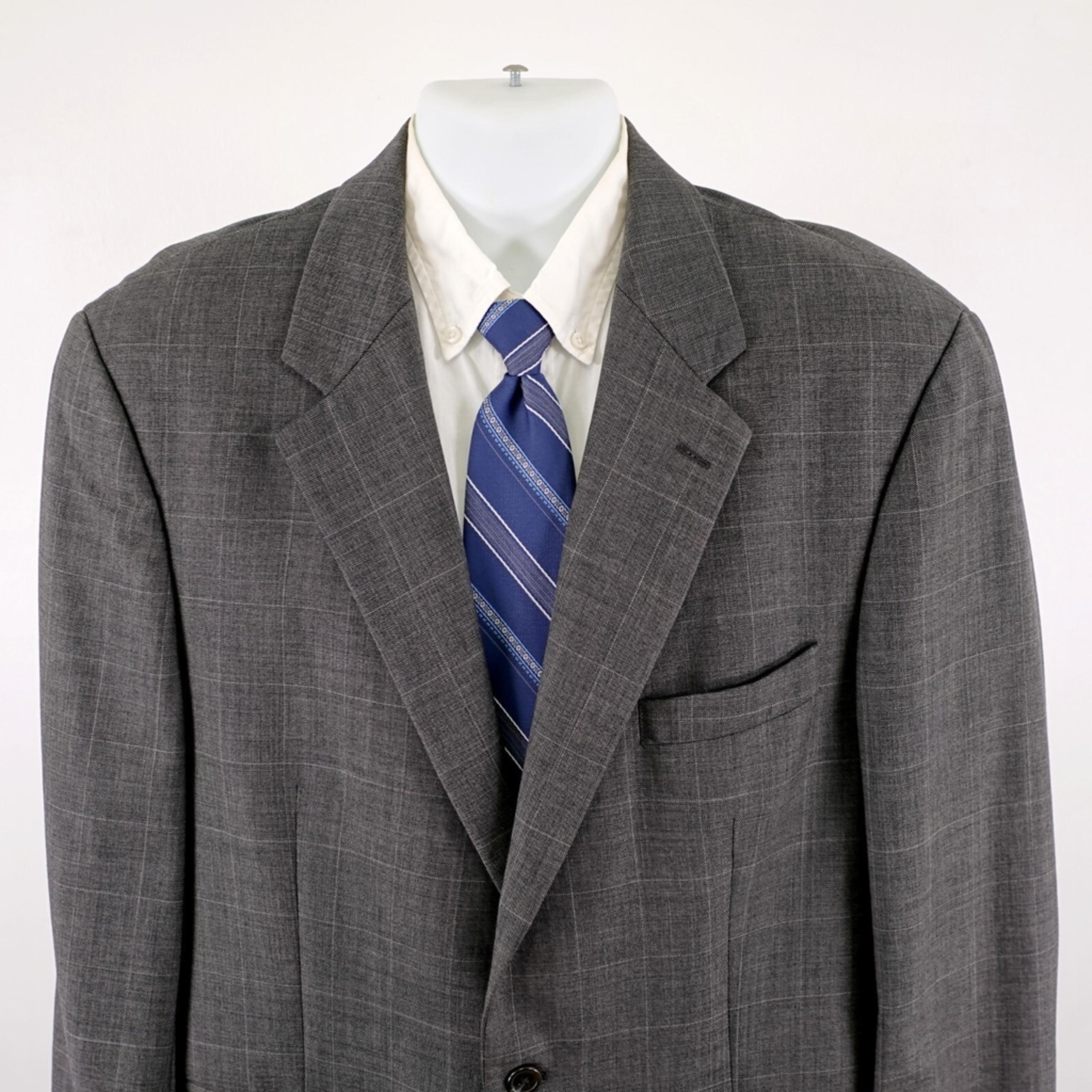 Ralph Lauren Wool Gray Sharkskin Windowpane 42R Or 44R Slim Sport Coat / Blazer