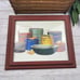 Framed B. Stroman Art Print Antique Wood Buckets Boxes Bowl Primitive