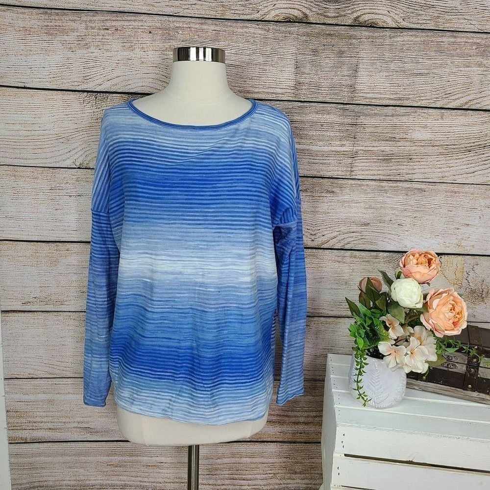 VINCE Spacedye Boatneck Long Sleeve Pullover Top Small