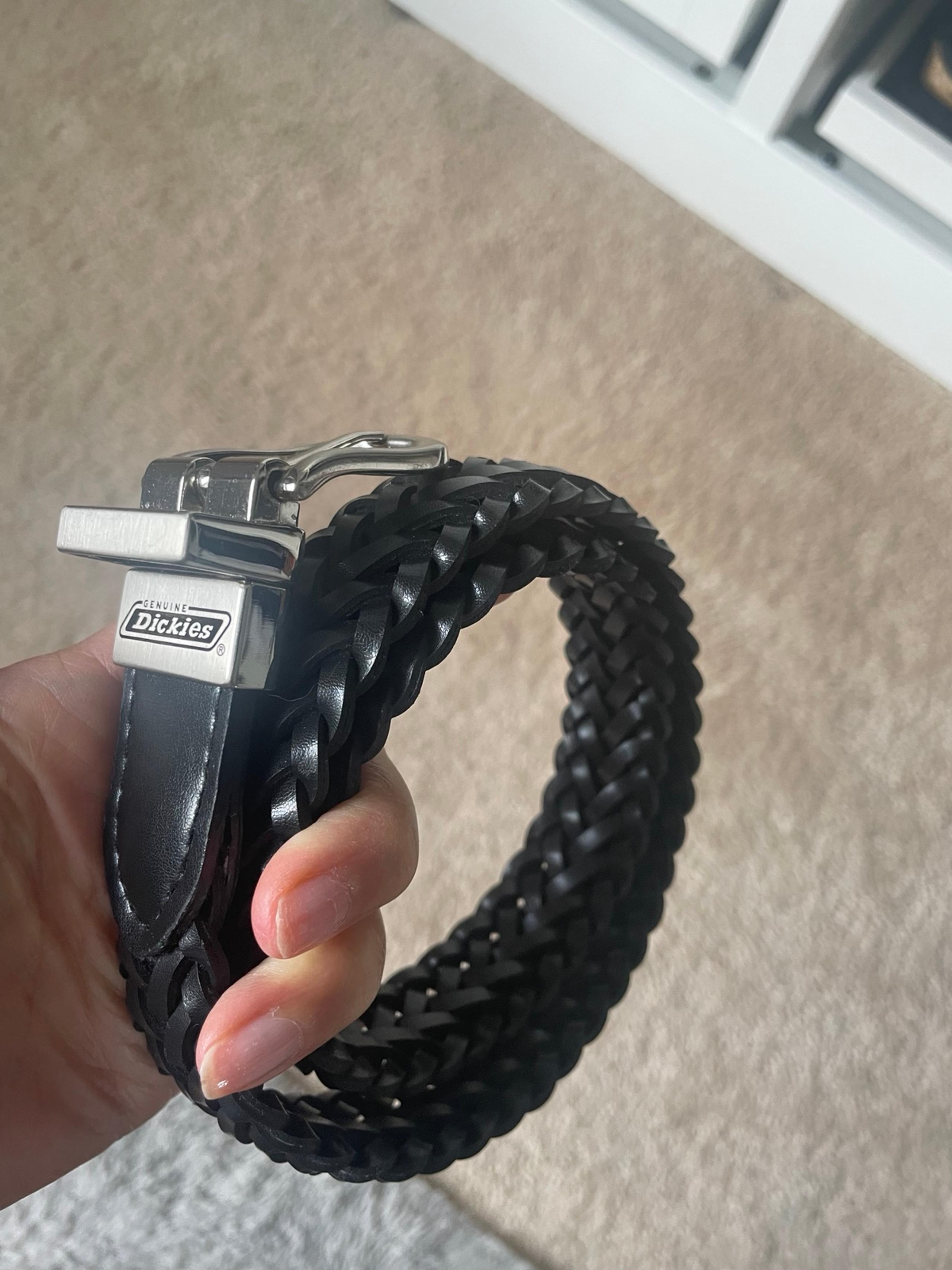 Dickies boys faux leather braided belt black size 22-24