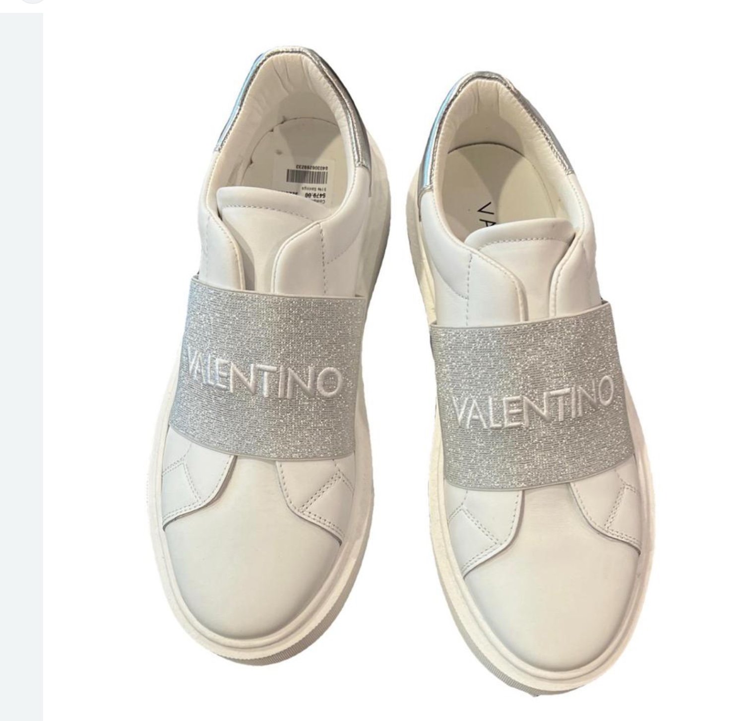 Valentino White and Silver Sneakers MSRP475