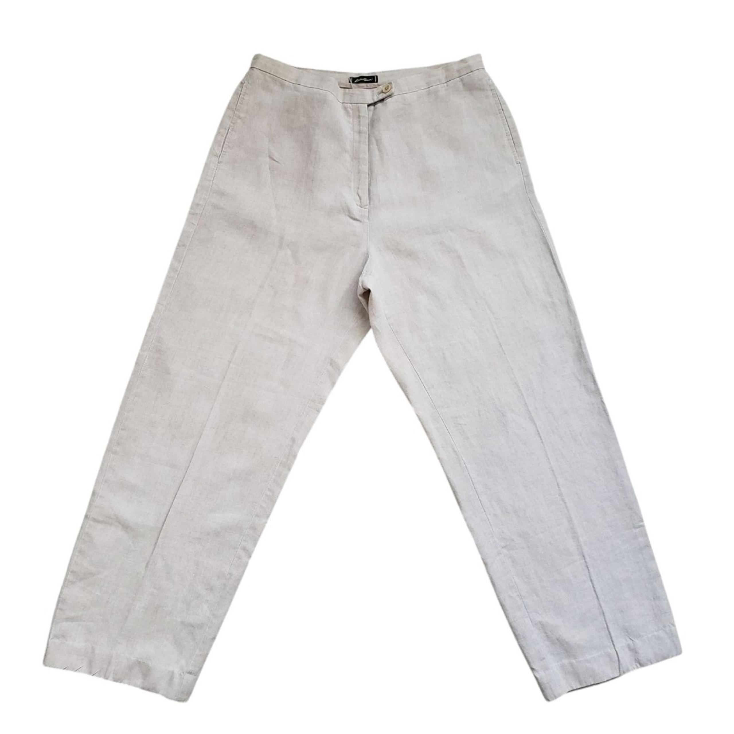 Eddie Bauer Wide Leg Linen Pants Womens 14 High Rise Boho Vintage