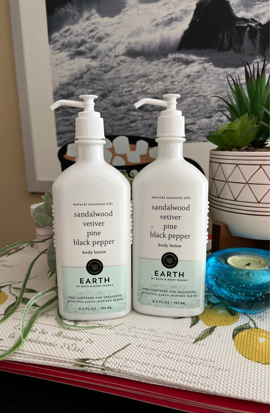 2x Bath and Body Works Aromatherapy Earth Lotion Elements collection