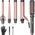 5 in 1 Curling Iron Set with Curling Brush and 4 Interchangeable Ceramic