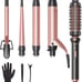 5 in 1 Curling Iron Set with Curling Brush and 4 Interchangeable Ceramic