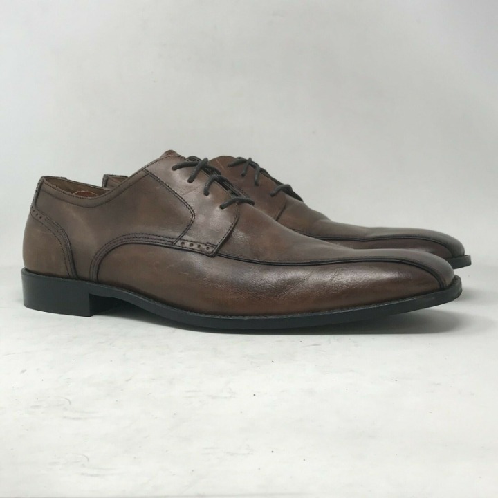 Johnston & Murphy Mens Brown Leather Oxford Dress Shoes Lace Up Size 13 M