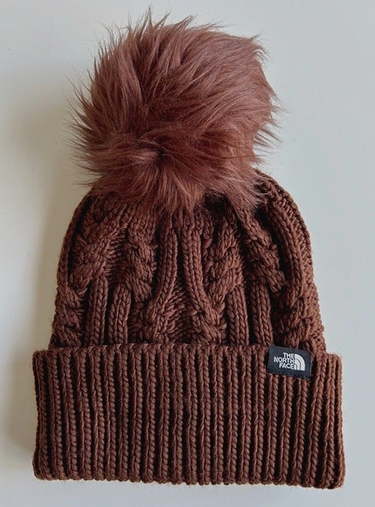 THE NORTH FACE WOMEN'S OH MEGA FUR POM BEANIE Dark Oak Brown One Size