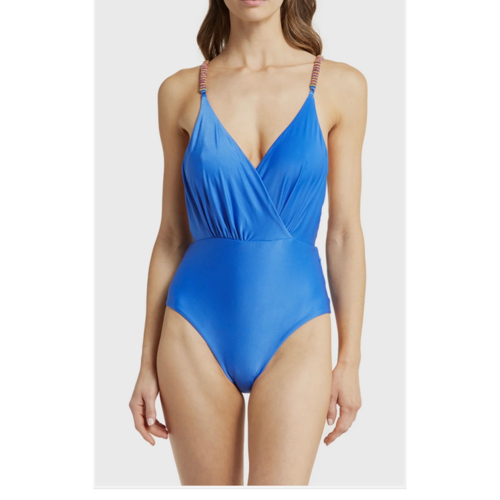 FARM RIO Beaded Strap blue One piece swim suit NWOT medium