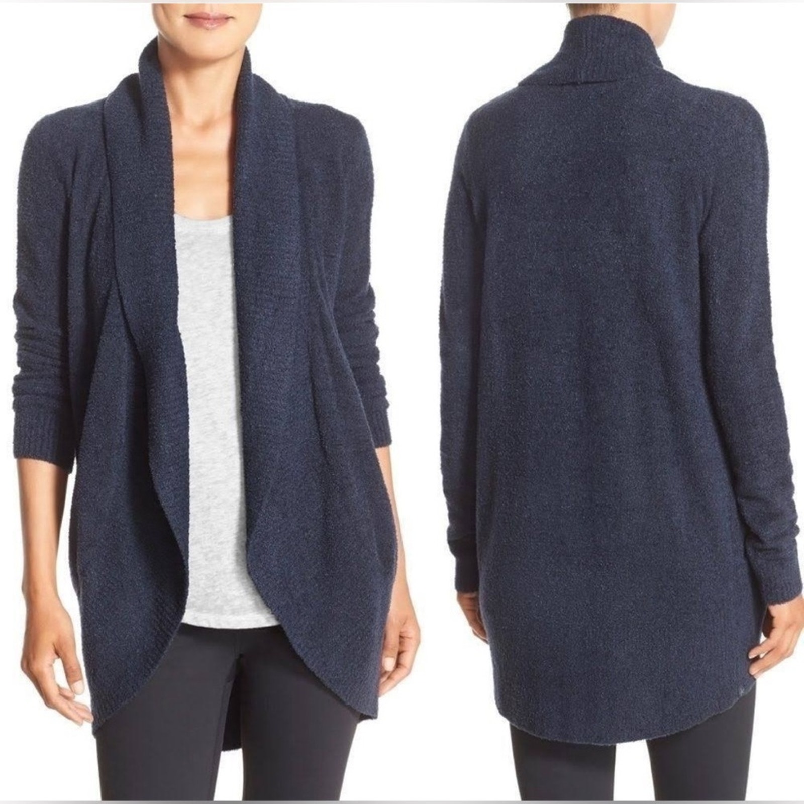 Barefoot Dreams Cozychic Lite Circle Cardi Sweater Cardigan, Navy Blue, sz XS/S