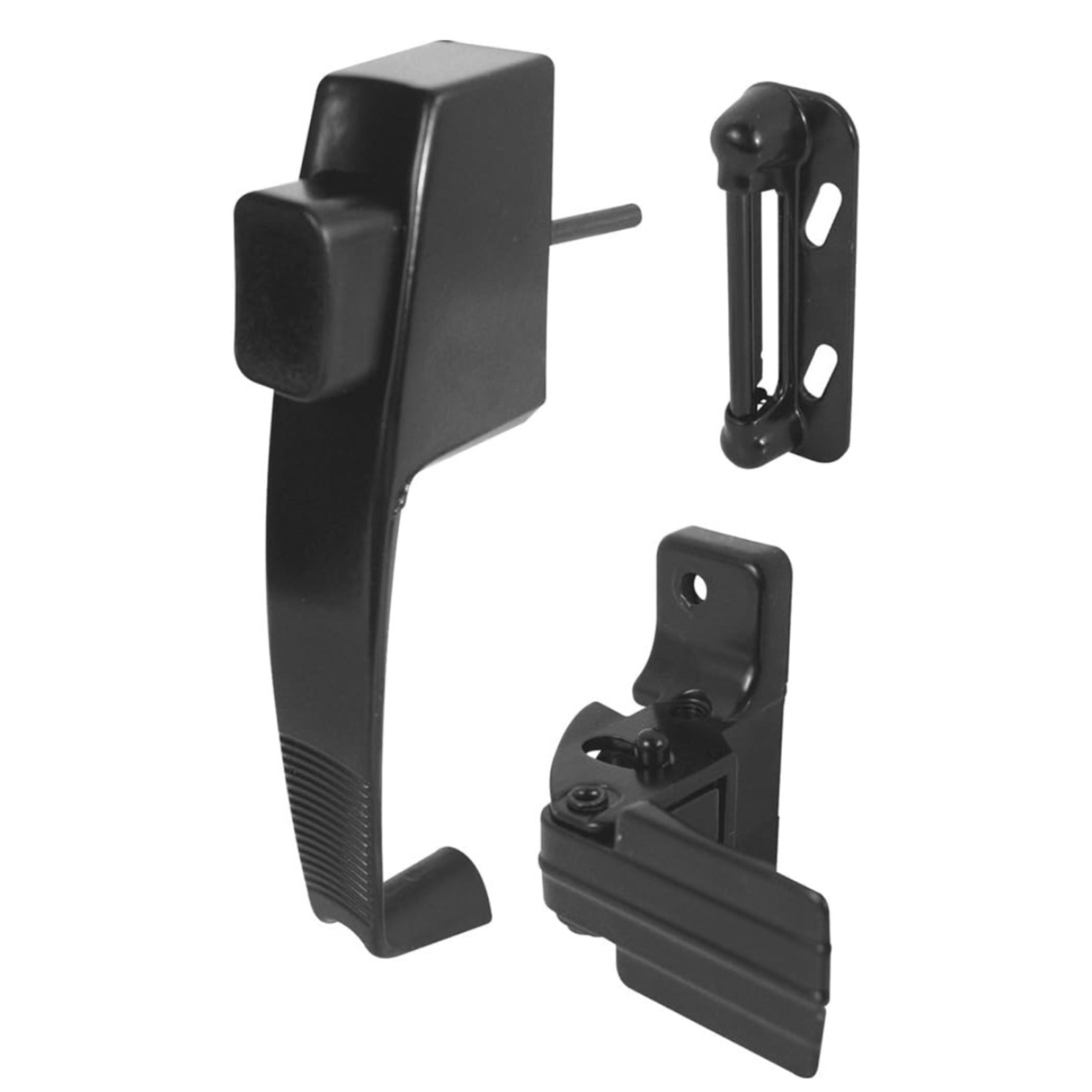 Prime-Line K5071 Black Screen Door Handle Push Button Latch w/ Tie Down, 855900