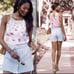 CAbi 5218 Tie-Back Pink Floral Top Sz M