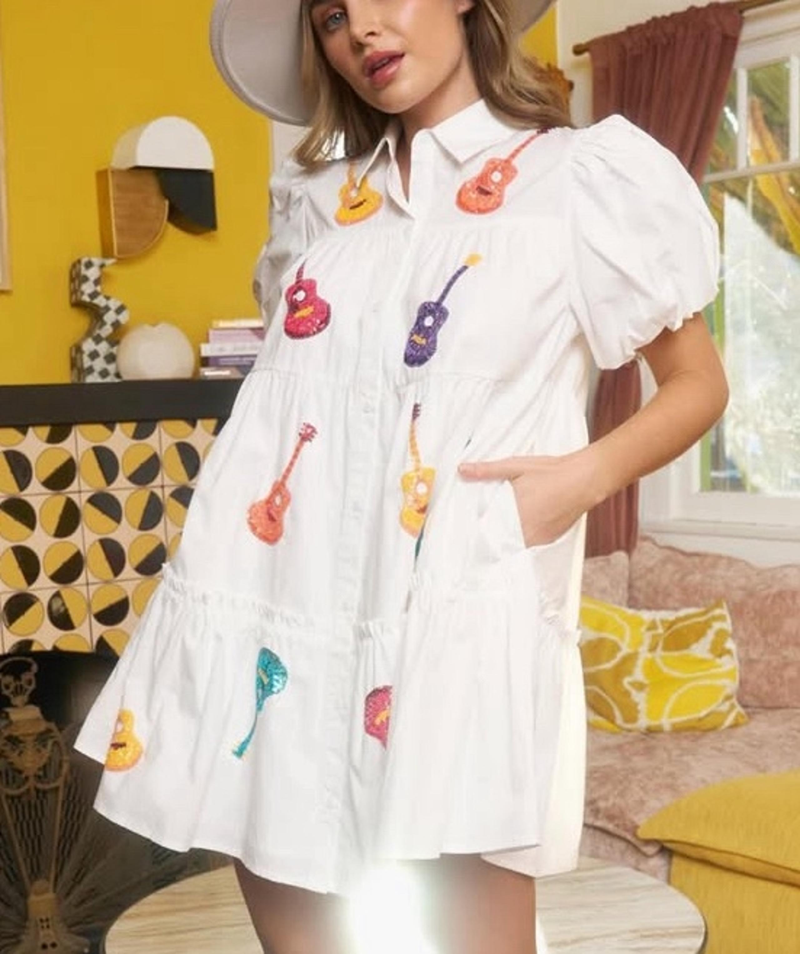 Peach Love Sequin Guitar Dress