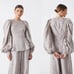 Joslin Aurora Ruffle-Trimmed Linen Peplum Blouse Women's Beige Size: 6 NWT