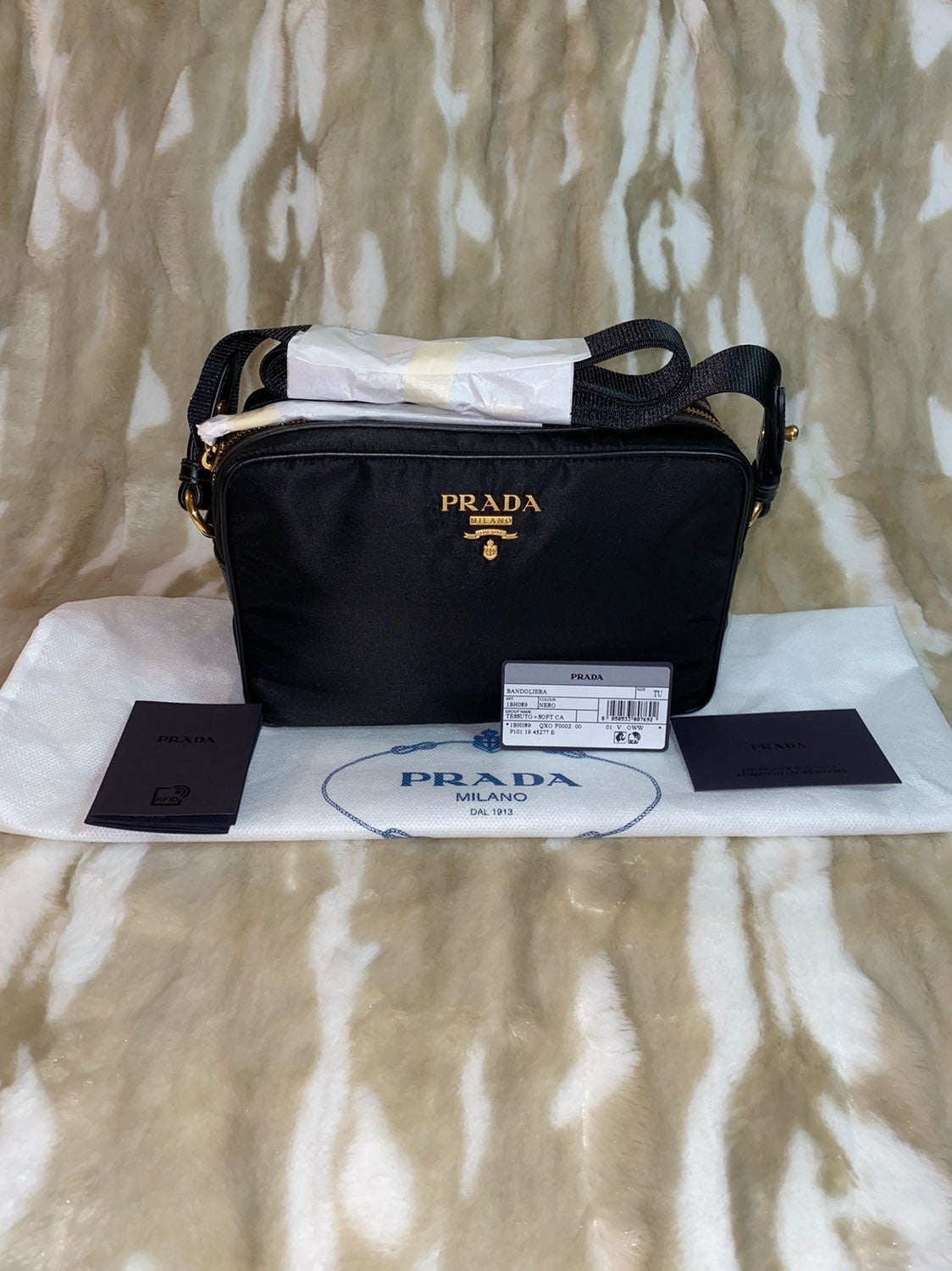  Prada Tessuto Nylon Black Camera Bag Crossbody 1BH089