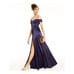 SEQUIN HEARTS | Cold Shoulder Lace-Up Back Chiffon Gown - [Size 9, Blue]
