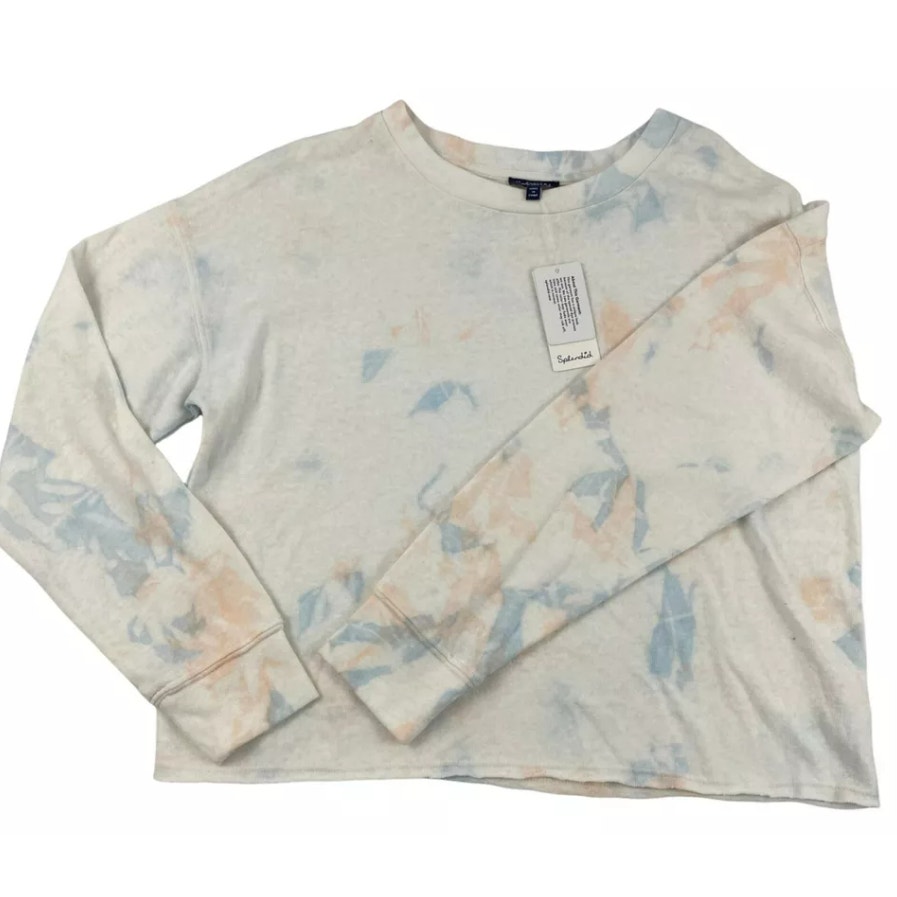 NWT Splendid Raw Hem Tie Dye Crop Sweatshirt Top Sz XL/Extra Large in Multi
