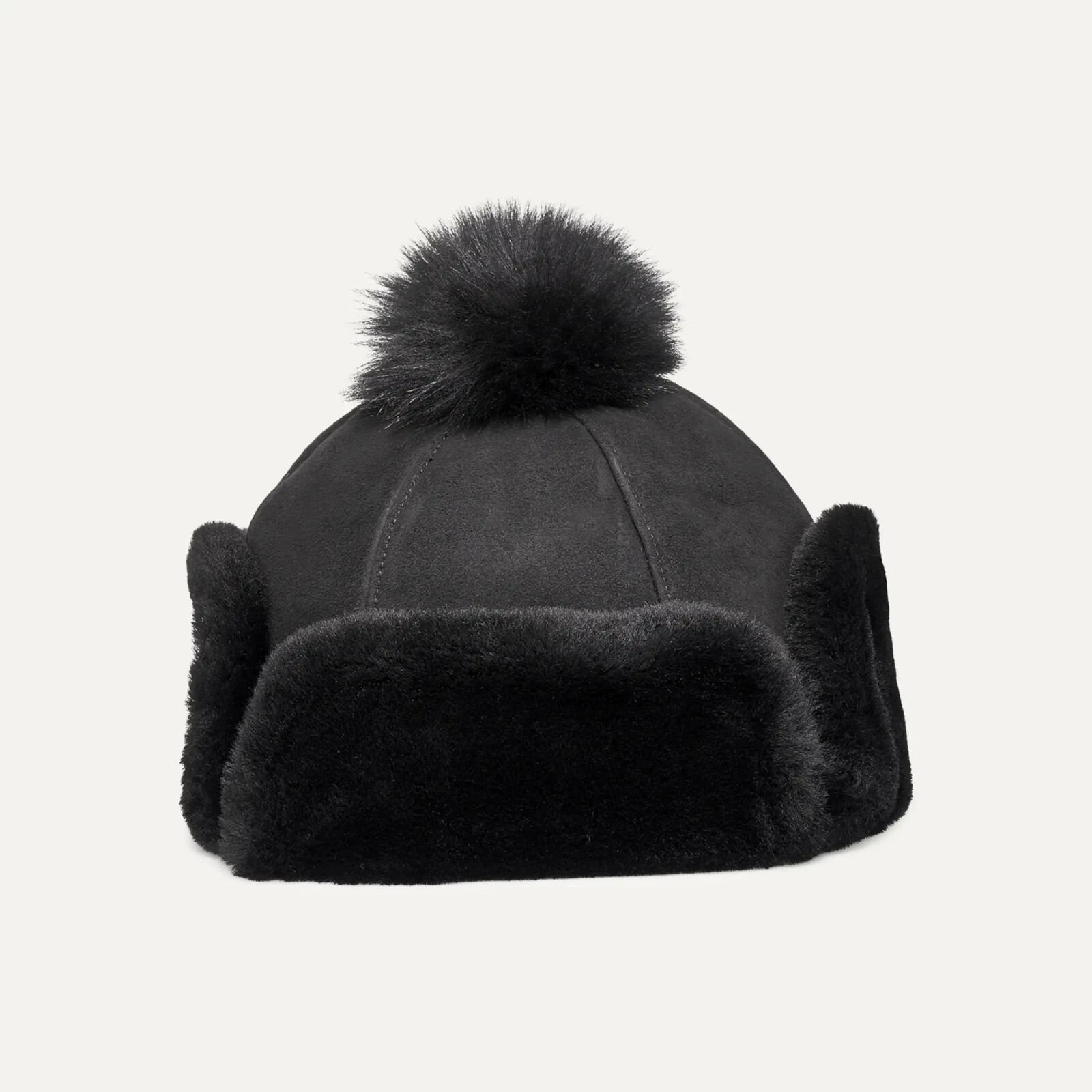 Ugg Womens OS Shearling Pom Pom Flap Hat, Black