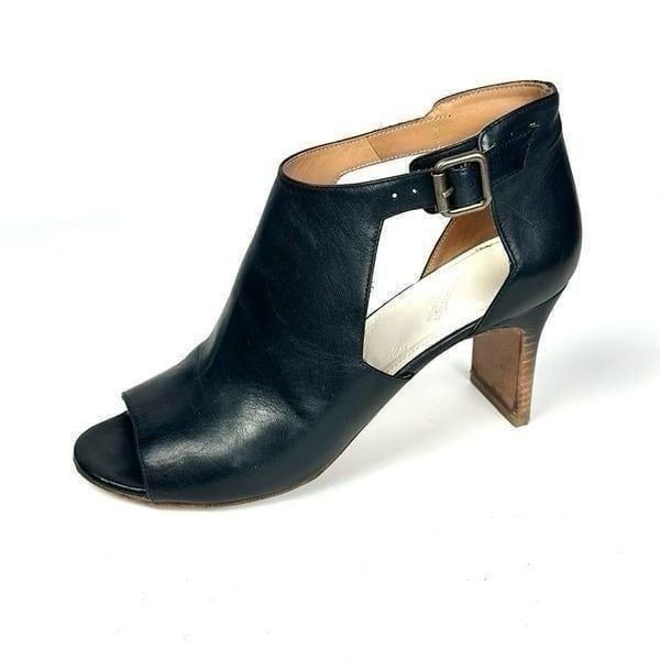 Maison Martin Margiela Black Leather Ombre Heels Open Toe Side Buckle Italy 39