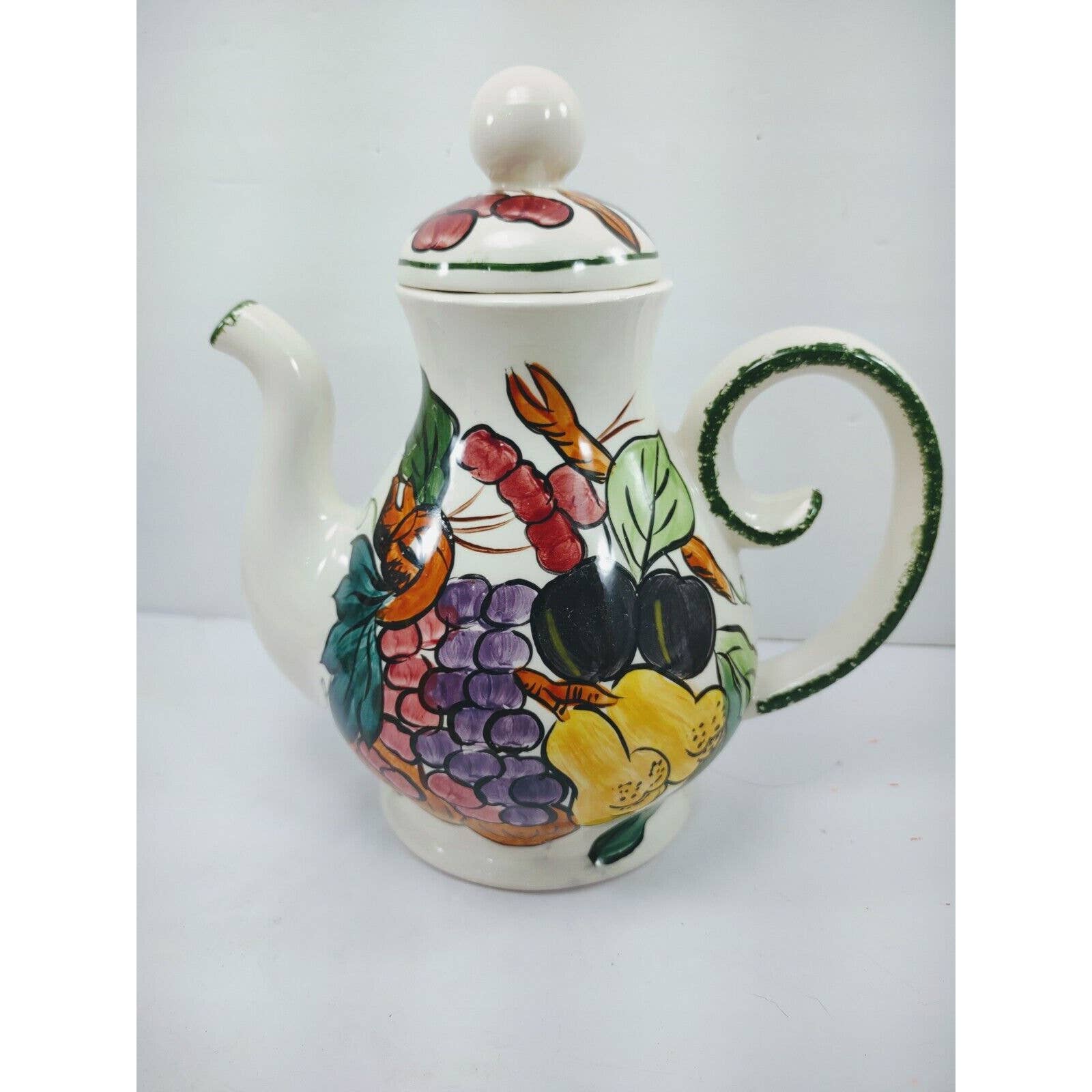 Christia's Blue Ridge Mt Hand Art Potteries Teapot Fruits