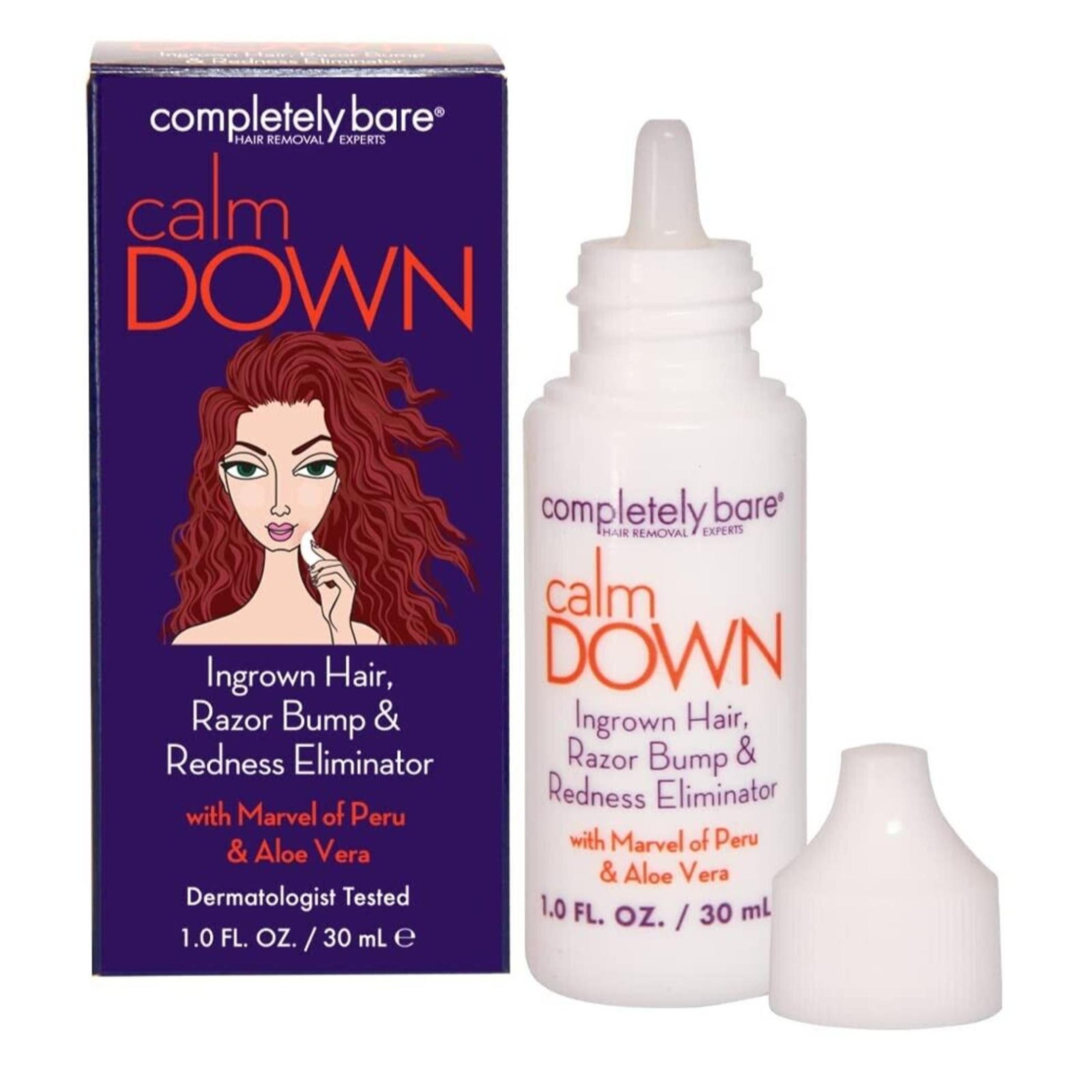 Completely Bare CALM DOWN Ingrown Hair Razor Bump Redness Eliminator 1 fl oz