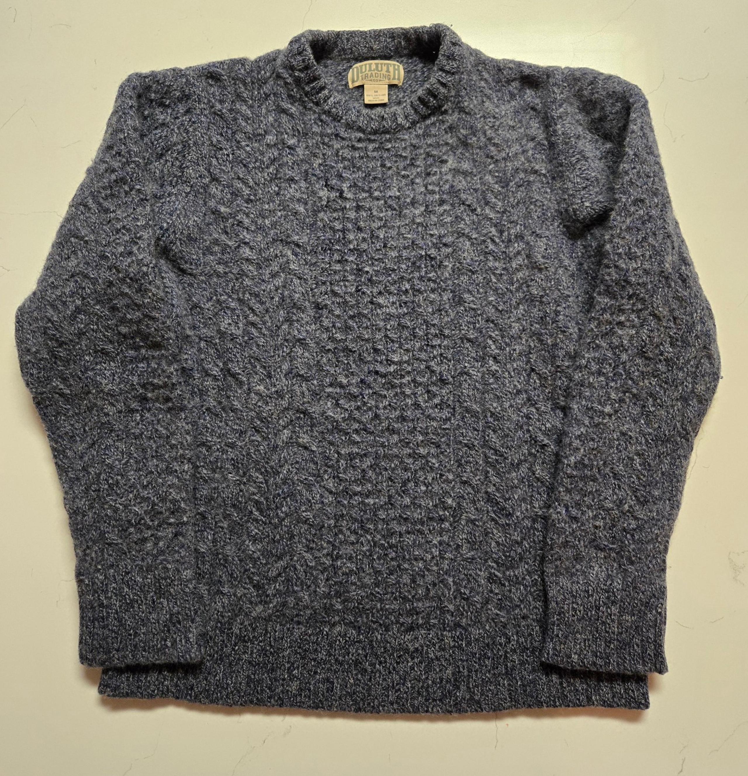 Duluth Trading Co 100% Shetland Wool Textured Crewneck Sweater Men's Size XL