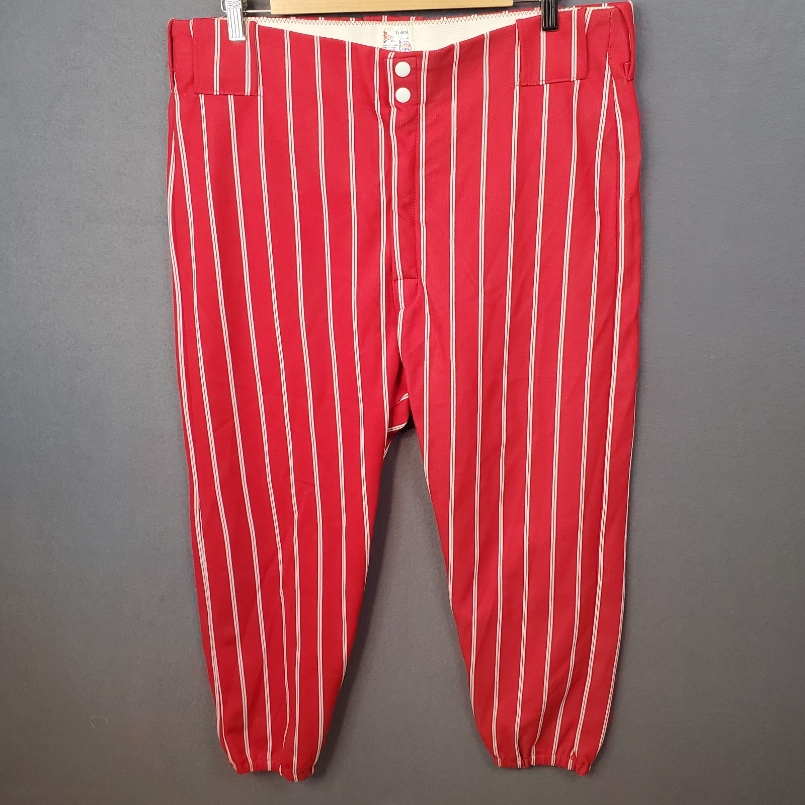 Vintage FELCO Red White Pinstripe Baseball Pants Adult XL Union Made EXCELLENT