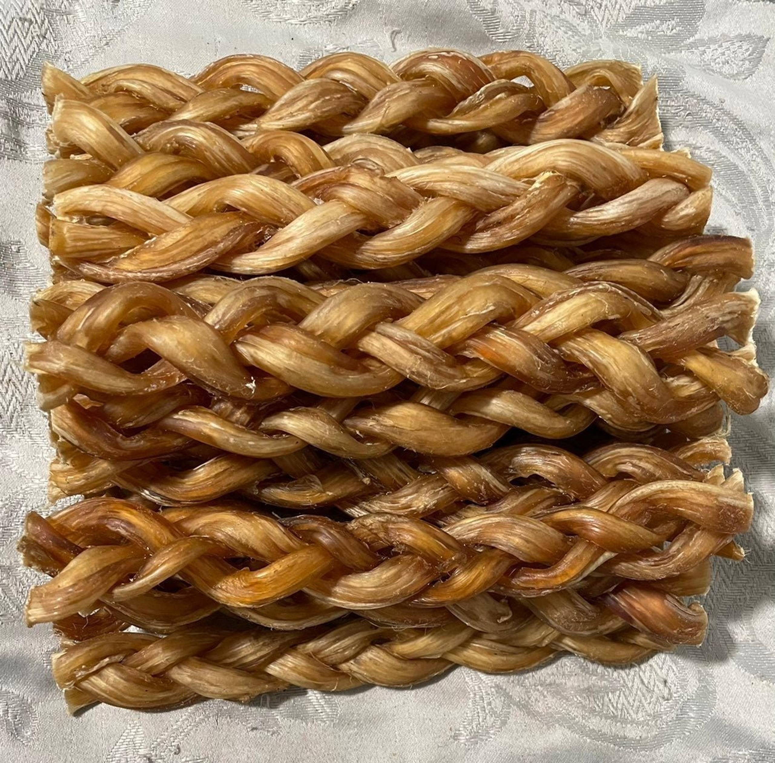 Odorless 7"-8" Braided Beef Tendon 4pk
