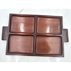 Divided Mahogany Wood Serving Tray Hors D'Oeuvres Rectangle Made Haiti