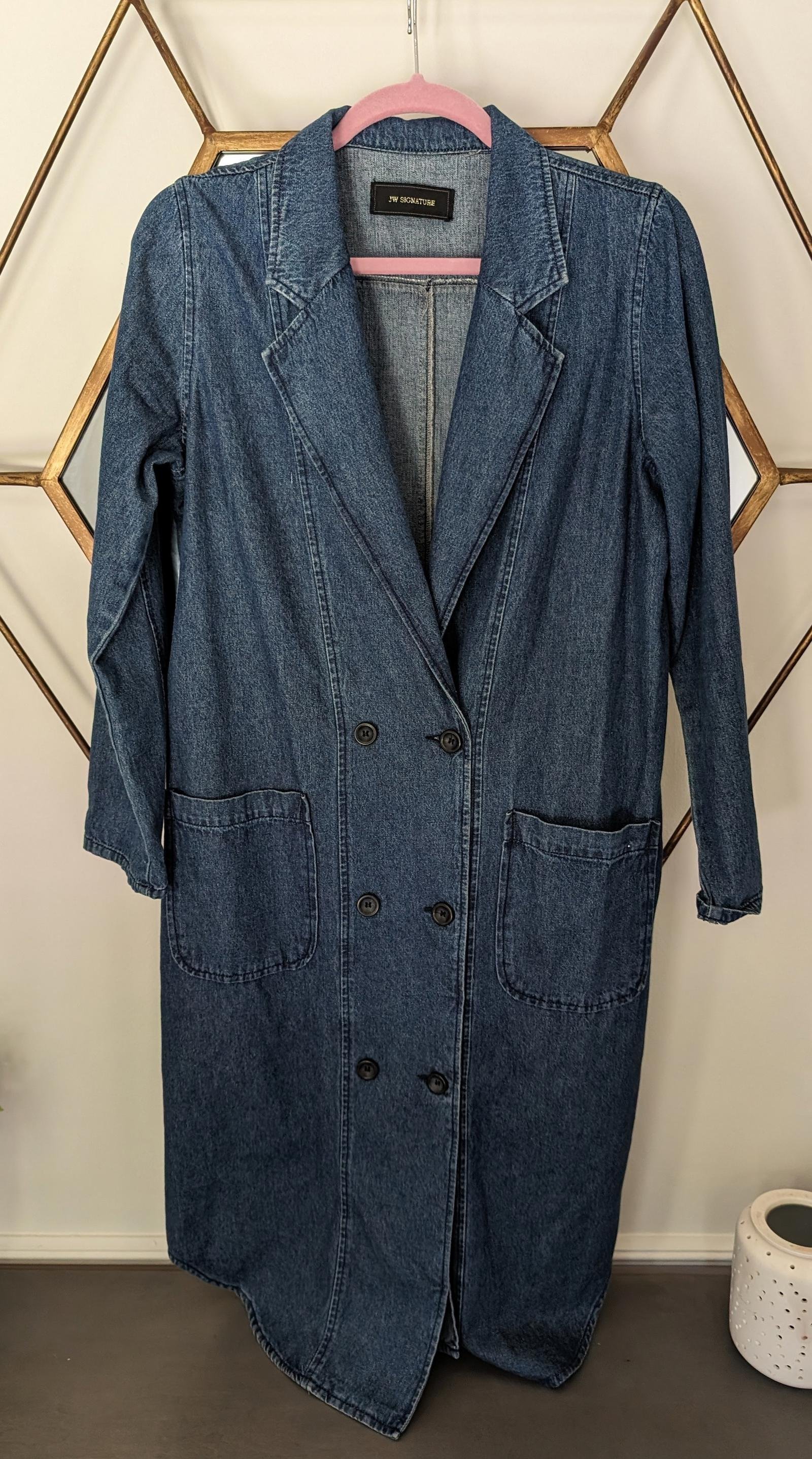 JW Signature Vintage Double Breasted Denim Trench Coat, size S