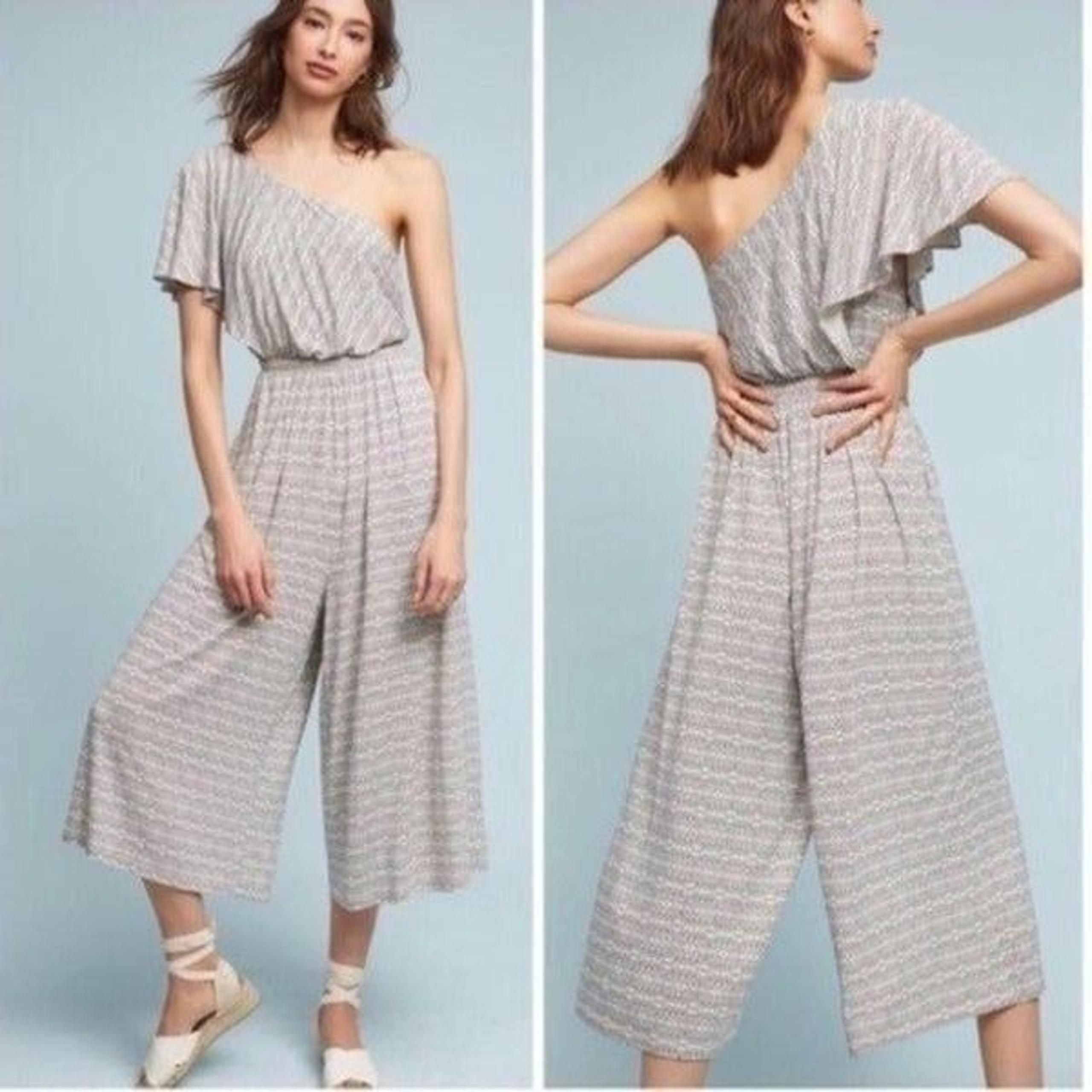 NEW! Anthropologie Maeve 'Jamie' One Shoulder Geometric Cropped Jumpsuit- Medium