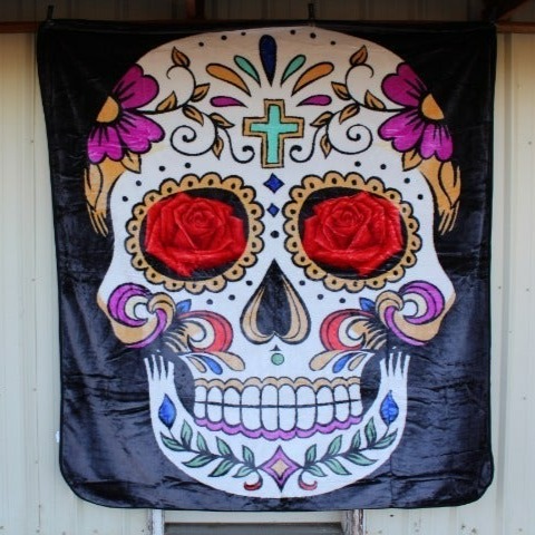 SUGAR SKULL DAY OF THE DEAD BLANKET