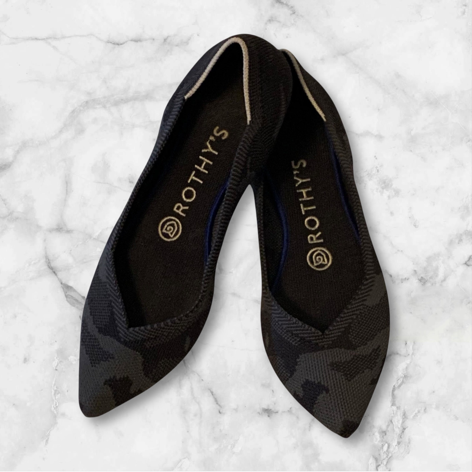 Rothy’s The Point Ballet Flat in Gray Camo w7